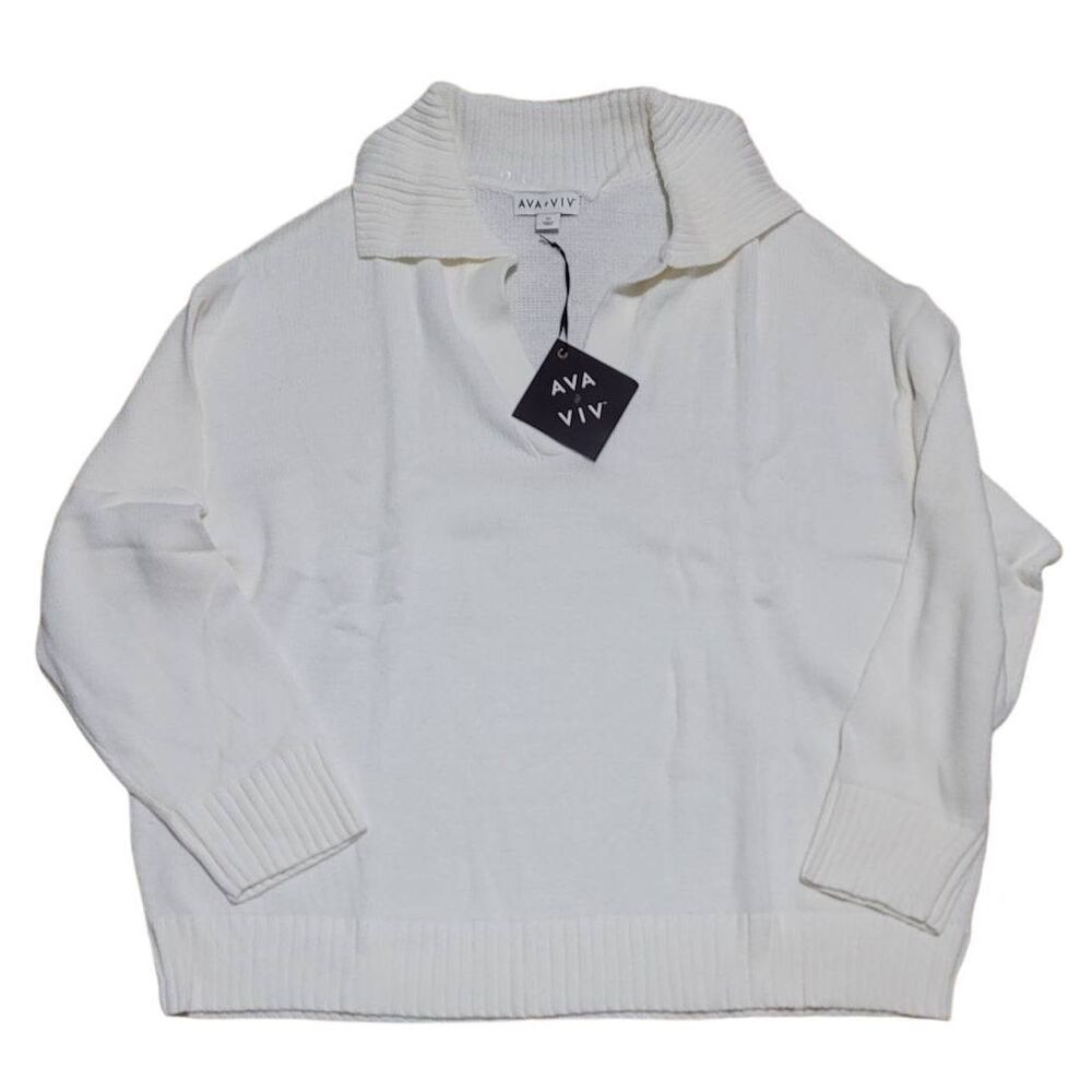 Ava & Viv White Knit Sweater Size 2X